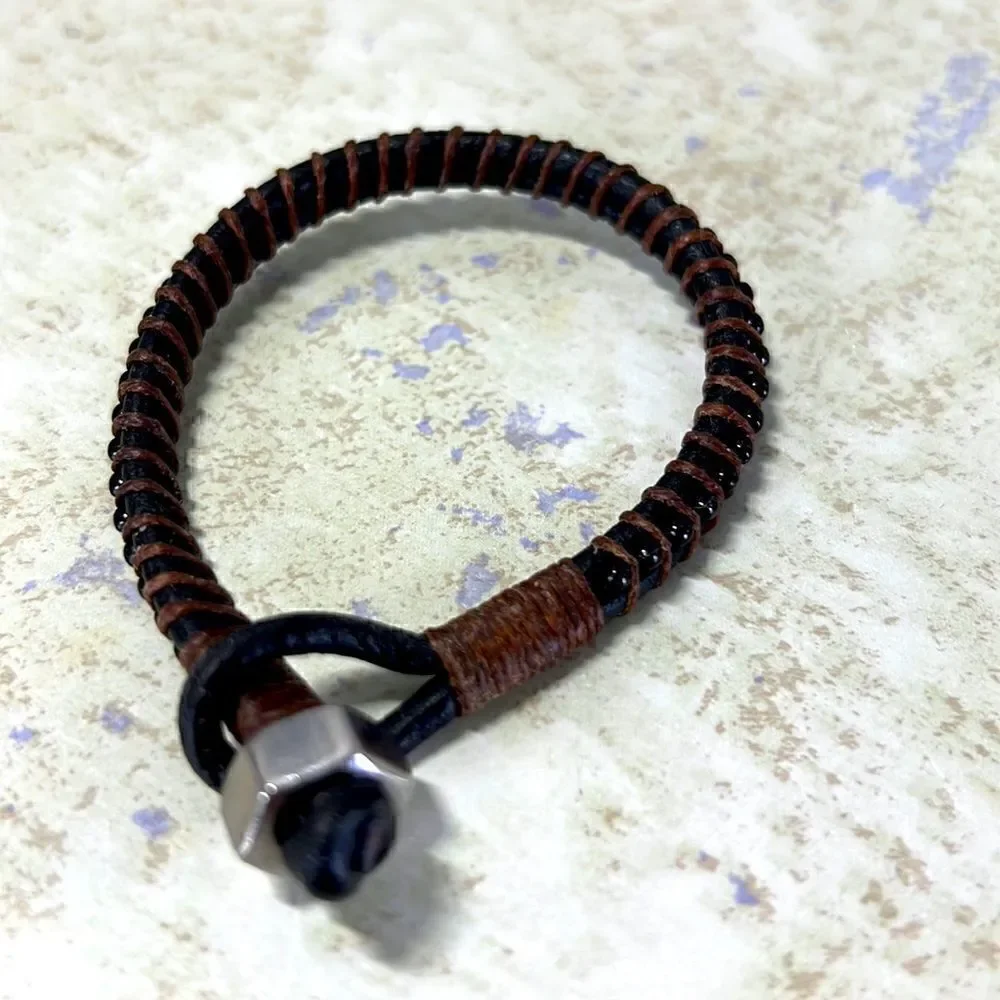 7#11 Leather Handcrafted Bracelet 7”